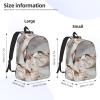 Backpacks Lightweight Bookbag With 1 Main Compartment, Front Utility Pocket With Built,White Marble Rose Gold Pattern view 4