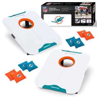 Wild Sports NFL Miami Dolphins Pro Football All-Weather Cornhole Set - Travel Bean Bag Toss Set Includes 8 Bean Bags