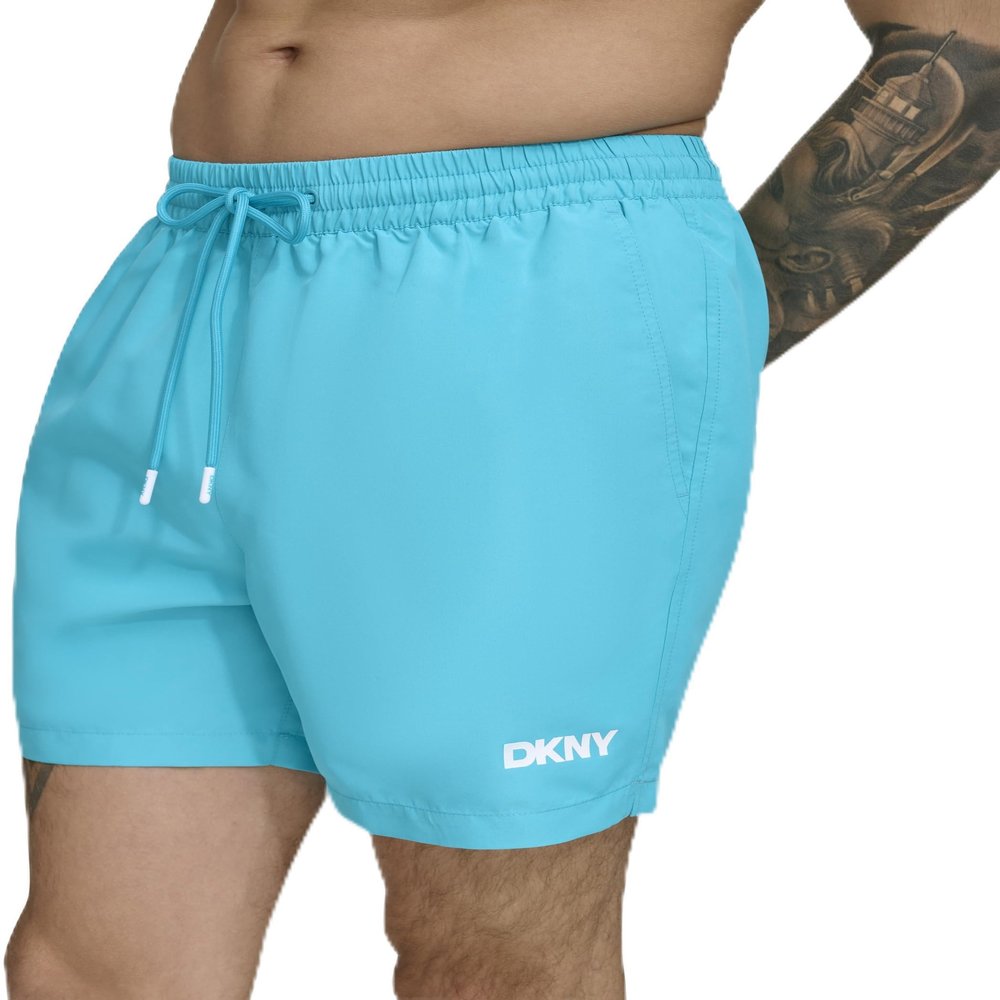 DKNY Men's Swim Swim Trunk,Turquoise,Medium