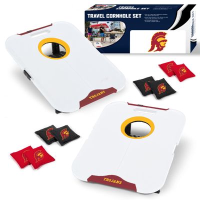 Wild Sports NCAA USC Trojans Pro Football All-Weather Cornhole Set - Travel Bean Bag Toss Set Includes 8 Bean Bags