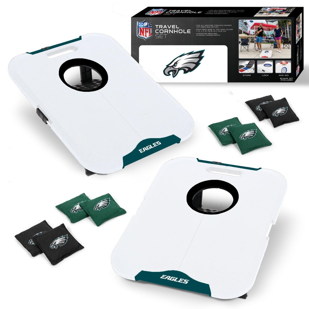 Wild Sports NFL Philadelphia Eagles Pro Football All-Weather Cornhole Set - Travel Bean Bag Toss Set Includes 8 Bean Bags