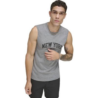 DKNY Men's Sleeveless Quick Dry 40+ Protection UPF Active Top, Grey Heather, XX-Large