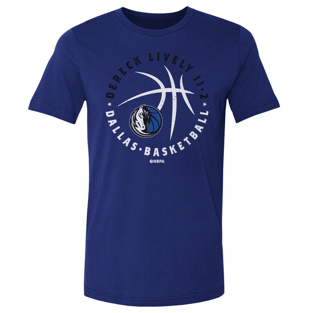 500 LEVEL Dereck Lively II Dallas Mavericks Shirt - Dereck Lively II Dallas Mavericks Player Ball WHT (Royal Blue, XXX-Large)