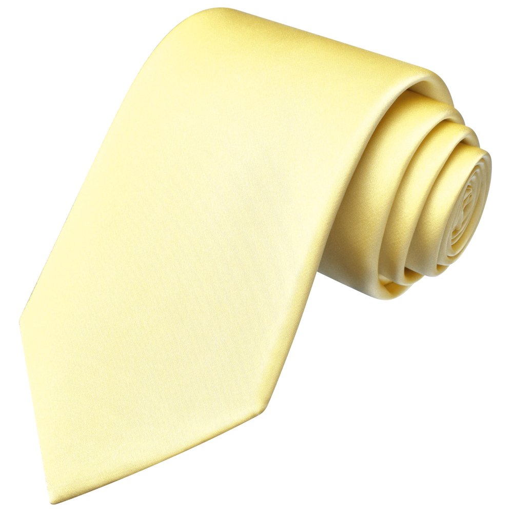 Branduce Light Yellow Tie Solid Satin Ties for Men Silk Blend Necktie for Wedding Business (TA11-11)