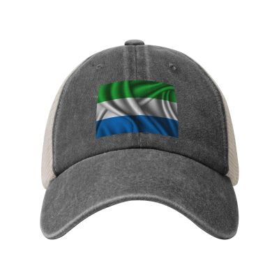 Silk Style Flag of Sierra Leone Baseball Cap for Women Mens Trucker hat Mesh Caps Dad Hat Deep Heather