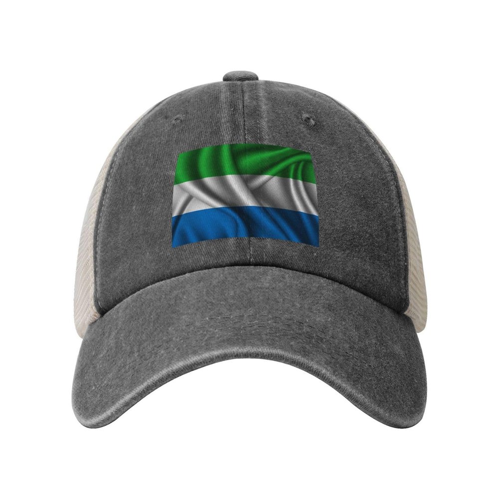 Silk Style Flag of Sierra Leone Baseball Cap for Women Mens Trucker hat Mesh Caps Dad Hat Deep Heather