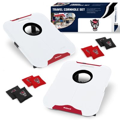 Wild Sports NCAA North Carolina State Wolfpack Pro Football All-Weather Cornhole Set - Travel Bean Bag Toss Set Includes 8 Bean Bags