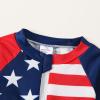 Baby Toddler Boys 3-Pieces Swimsuit Sets Long Sleeve Shark Bathing Suit Rash Guards Swimwear with Sun Hat UPF 50+ (4th of July-Blue, 3-4 Years) view 4