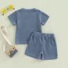 Baby Boy Summer Clothes 6 12 18 24 Month 3T Toddler Boy Outfits Cute Letter Infant T Shirts + Shorts Clothing Set (D8-little dude Blue, 6-12 Months) view 4