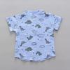 AMIMOJY Infrant Boys Baby Outfit Summer 2024 Dinosaur Prints Botton Down Tops Solid Color Shorts Casual Suit 2Pcs Clothes, Blue view 3