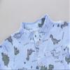 AMIMOJY Infrant Boys Baby Outfit Summer 2024 Dinosaur Prints Botton Down Tops Solid Color Shorts Casual Suit 2Pcs Clothes, Blue view 4