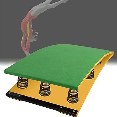 Gymnastics Springboard, Hardwood Gymnastics Springboard for Kids Heavy Duty Pro Curved Spring Board with Steel Spring & Jump Pad Vault Gymnastics Equipment for (Size:6 Springs 120x60x26cm,Color:Green)