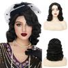 Amnenl Black Curly Finger Wave Wigs for Women Long 1920s Wig Vintage Wigs Lady Synthetic Cosplay Costume Wig view 1