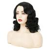 Amnenl Black Curly Finger Wave Wigs for Women Long 1920s Wig Vintage Wigs Lady Synthetic Cosplay Costume Wig view 3