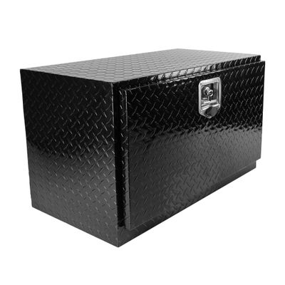 GOWE 30 Inch Aluminum Stripes Plated Tool Box Pick Up Truck Bed RV Trailer Toolbox Waterproof Square Storage Organizer with Lock and Keys - Black 30"(30.1"17.117.9)