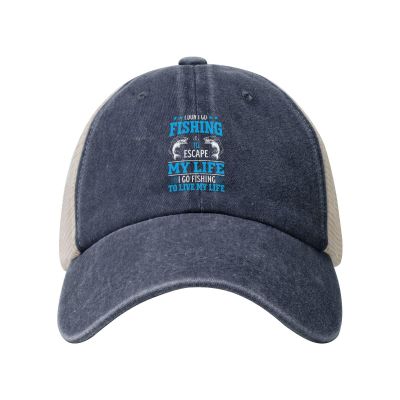 I Don T Go Fishing to Escape My Life I Go Fishing to Live My Life Baseball Cap for Women Mens Trucker hat Mesh Caps Dad Hat Navy Blue