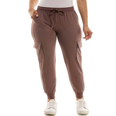 Zac & Rachel Brushed DTY Cargo Jogger with Functional Pockets and Tie Waistband, Peppercorn, M