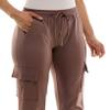 Zac & Rachel Brushed DTY Cargo Jogger with Functional Pockets and Tie Waistband, Peppercorn, M view 2