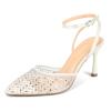 PIZZ ANNU Women's Cienna High Heels Sexy Stiletto Pumps Closed Toe Mesh Sparkly Rhinestones Ankle Strap Dress Wedding Party Pumps Shoes, White 8.5 view 1