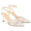 PIZZ ANNU Women's Cienna High Heels Sexy Stiletto Pumps Closed Toe Mesh Sparkly Rhinestones Ankle Strap Dress Wedding Party Pumps Shoes, White 8.5 view 4