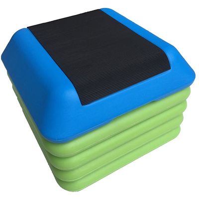 16in Square Aerobic Step Platform with 4 Risers Adjustable Exercise Fitness Workout Stepper,Blue and Green