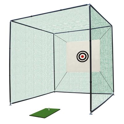 10X10X10FT Golf Practice Net Cage w/Metal Frame Hitting Net Kit Indoor Outdoor