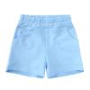AMIMOJY Toddler Kids Cotton Outfit Summer Boys Pullover Suit Girls Comfy Solid Color Short Sleeve Tops Shorts Clothes 2Piece, 3-4 Years, Blue view 3