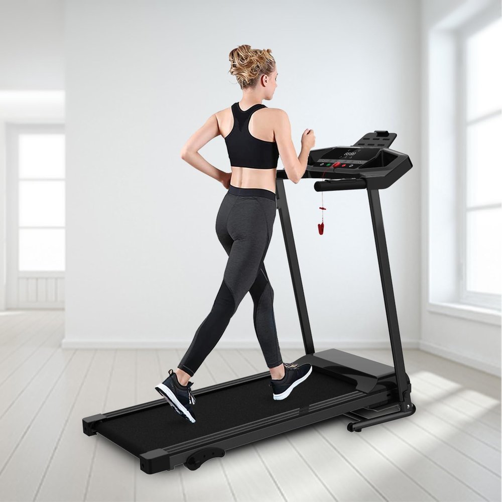 GOWE Motorized Electric Treadmill for Home - 3 Level Manual Inclination & Foldable Running Machine with 12 Programs with Phone Holder