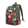 Backpacks Lightweight Bookbag With 1 Main Compartment, Front Utility Pocket With Built,Funny Christmas Moose Head view 2