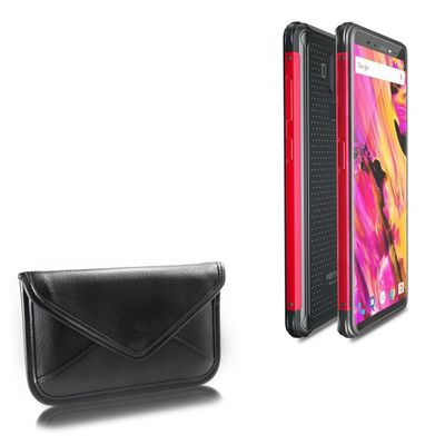 BoxWave Case Compatible with Vernee V2 - Elite Leather Messenger Pouch, Synthetic Leather Cover Case Envelope Design - Jet Black