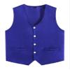 JEATHA Unisex Kids Volunteer Activity Vest Button Up Waistcoat Boys Girls Waiter Bartender Uniform Sleeveless Jacket Blue 11-12 Years view 1