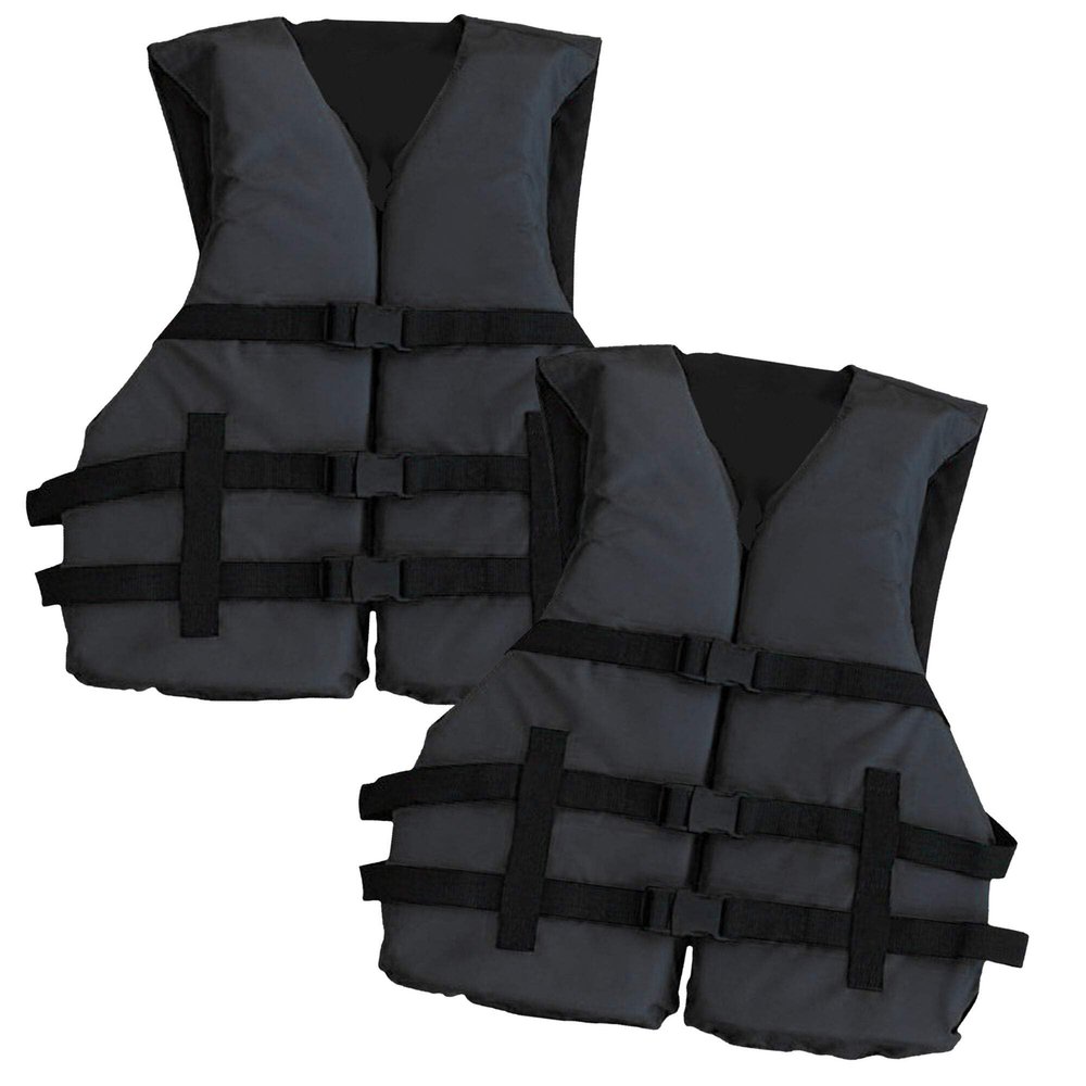 2 Pack Life Jacket Paddle Vest; Coast Guard Approved Type III PFD Life Vest Flotation Device; Jet ski, Wakeboard, Kayak; Ideal Extra Life Jacket for Pontoon Boat Adult Black
