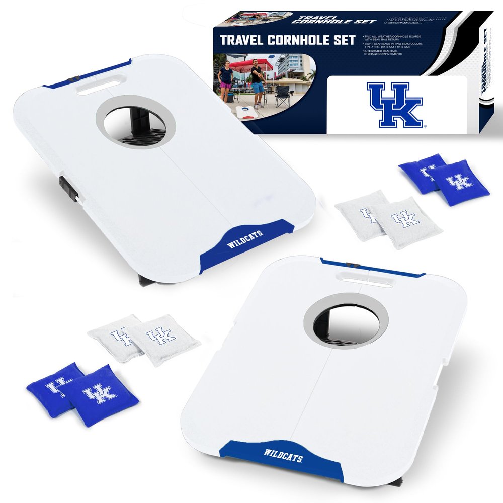 Wild Sports NCAA Kentucky Wildcats Pro Football All-Weather Cornhole Set - Travel Bean Bag Toss Set Includes 8 Bean Bags