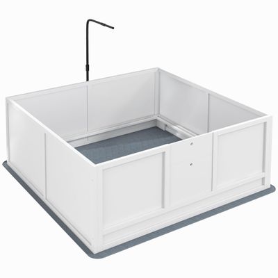 GOWE Whelping Box for Dogs with Retractable Light Stand, Birth Dog Whelping Box for Puppies with Pig Rail, Pee PadAdjustable Height Door for Small, Medium & Large Breed Dogs, 49" x 48"