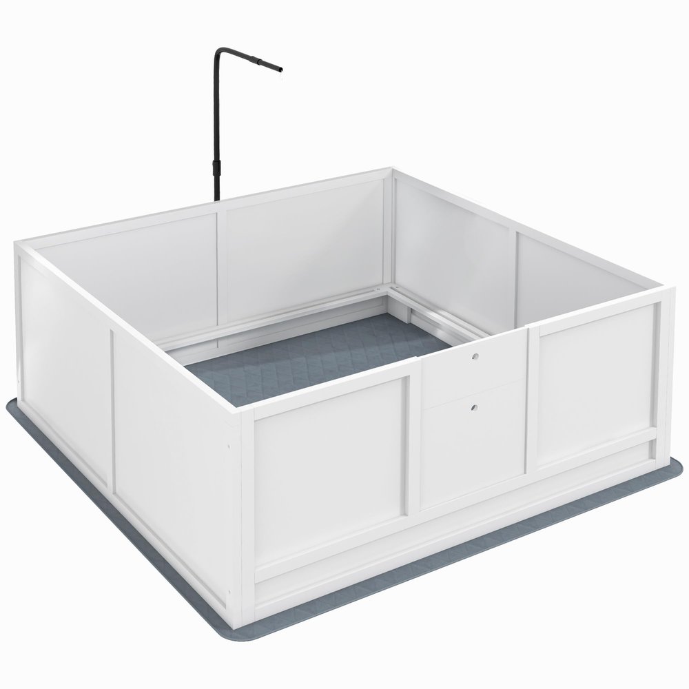 GOWE Whelping Box for Dogs with Retractable Light Stand, Birth Dog Whelping Box for Puppies with Pig Rail, Pee PadAdjustable Height Door for Small, Medium & Large Breed Dogs, 49" x 48"