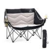 Nice C Loveseat Camping Chair, Double Camping Chair, Outdoor Camping Couch, Oversized Camping Loveseat, Padded Folding Chair for Adults, with Cooler Bag, Wine Glass Holder (Black&Grey) view 1