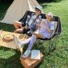 Nice C Loveseat Camping Chair, Double Camping Chair, Outdoor Camping Couch, Oversized Camping Loveseat, Padded Folding Chair for Adults, with Cooler Bag, Wine Glass Holder (Black&Grey) view 2