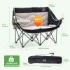 Nice C Loveseat Camping Chair, Double Camping Chair, Outdoor Camping Couch, Oversized Camping Loveseat, Padded Folding Chair for Adults, with Cooler Bag, Wine Glass Holder (Black&Grey) view 3