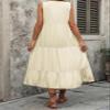Women's 2024 Summer Dress V Neck Sleeveless Casual Dress Midi Beach Sundress Flowy Summer Dress T-Shirt Dress Apricot view 3