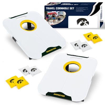 Wild Sports NCAA Iowa Hawkeyes Pro Football All-Weather Cornhole Set - Travel Bean Bag Toss Set Includes 8 Bean Bags