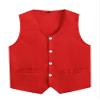 JEATHA Unisex Kids Volunteer Activity Vest Button Up Waistcoat Boys Girls Waiter Bartender Uniform Sleeveless Jacket Red 7-8 Years view 1