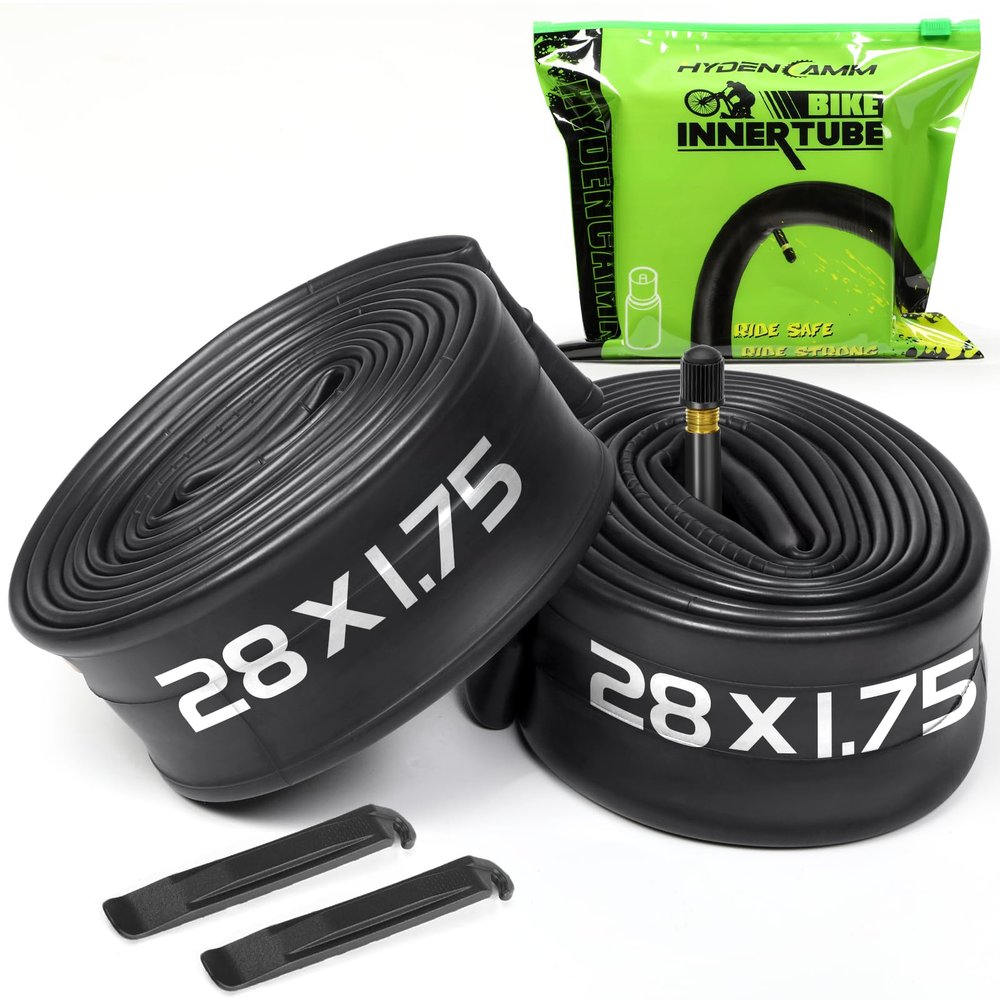 Hydencamm 2 Pack 28 Inch Inner Tube Fit 1.75/1.95/2.125 with 32mm Schrader Valve, 281.75/2.125 with 2PCS Levers, 28 Bicycle Inner Tube Compatible with Kids/Road Bikes (2 of One Size)