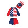 Baby Toddler Boys 3-Pieces Swimsuit Sets Long Sleeve Shark Bathing Suit Rash Guards Swimwear with Sun Hat UPF 50+ (4th of July-Blue, 4-5 Years) view 1