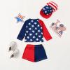 Baby Toddler Boys 3-Pieces Swimsuit Sets Long Sleeve Shark Bathing Suit Rash Guards Swimwear with Sun Hat UPF 50+ (4th of July-Blue, 4-5 Years) view 2