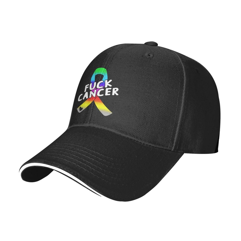 SwpWab Fuck All Cancer Ribbon Baseball Cap Sports for Men Women Sandwich Bill Baseball Hat Black