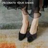 2 Pcs Detachable Satin Bow Shoe Clips Women Shoe Decoration Charms Fashion Heels Shoe Accessorie Hair Clips for Wedding Party Black view 3