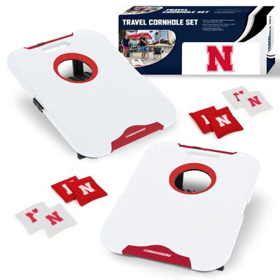Wild Sports NCAA Nebraska Cornhuskers Pro Football All-Weather Cornhole Set - Travel Bean Bag Toss Set Includes 8 Bean Bags