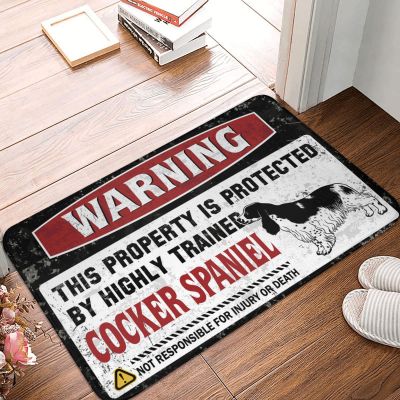 Summer Outdoor Mat Warning This Property is Protected by A Highly Trained Cocker Spaniel Rug Outdoor Decor for Front Porch Gifts for Husbands (Size : 65X90CM)