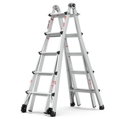 GOWE Aluminum Multi-Position Ladder with Wheels, 300 lbs Weight Rating, 22 FT