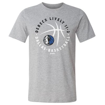500 LEVEL Dereck Lively II Dallas Mavericks Shirt - Dereck Lively II Dallas Mavericks Player Ball WHT (Heather Gray, XXX-Large)